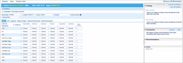 Studycast worksheet showing "normal" observations 